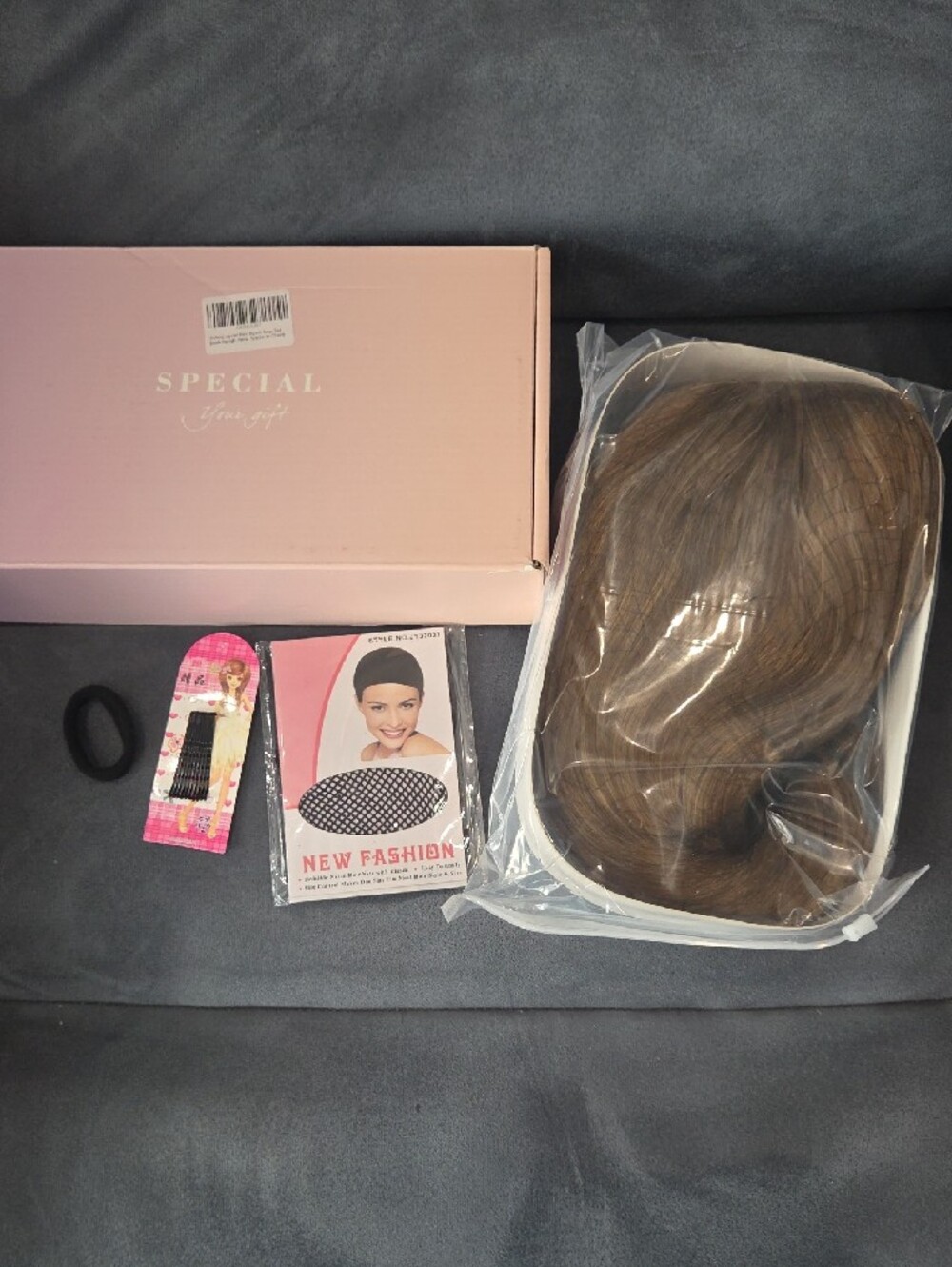 Layered Medium Brown Wig with Soft Bangs And Highlights - Picture 6 of 8